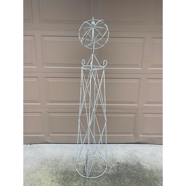 Large Classical White Cast Iron Armillary Sphere Garden Sculpture on Stand, English Country Estate Decor For Sale - Image 11 of 11