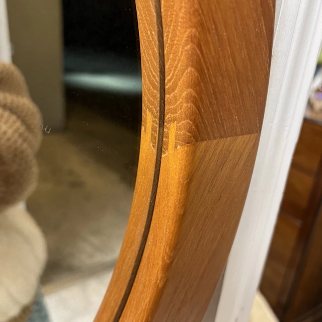 Brown Large 1960s Danish Teak Mirror by Pedersen & Hansen, Viby J For Sale - Image 8 of 10