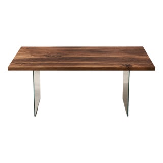Suspended Walnut and Clear Glass Table by Andrea Toffanin for Hood Italia For Sale