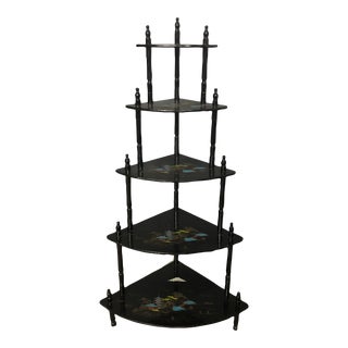 1950s Vintage Japanese 5-Tiered Corner Display Shelf For Sale