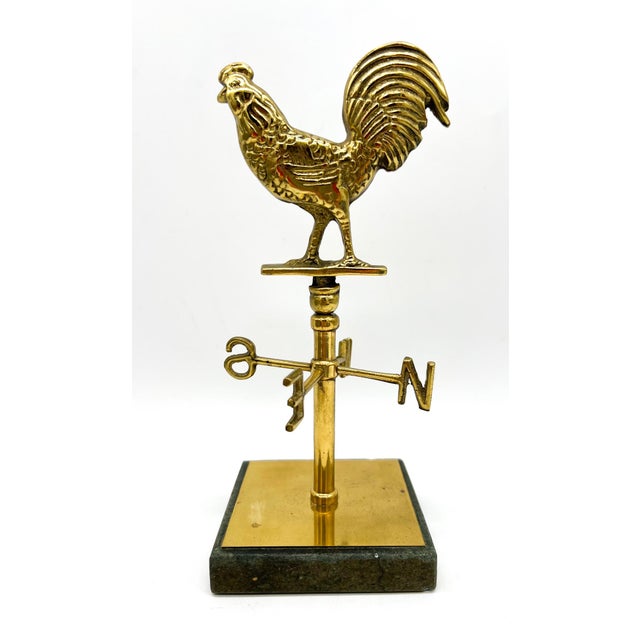 Metal Vintage English Solid Brass Rooster Weathervane on Slate Base by Thomas Blakemore, 1981 - English Country, Farmhouse, Rustic, Americana For Sale - Image 7 of 11