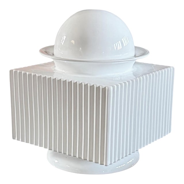 Sergio Asti, Postmodern White Ceramic Vase, Cedit Italy 1970s For Sale