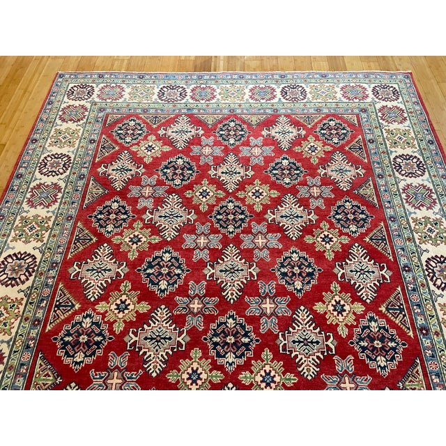 Red Tribal Afghan Kazak Lori Pambak Area Rug For Sale - Image 8 of 11