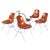 Mid-Century Modern 6 Eames Stackable Eastern Air Lines Red Orange Naugahyde Pad Shell Chairs For Sale - Image 3 of 14