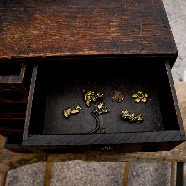 Antique Chinoiserie Secretaire in Wood For Sale - Image 3 of 18