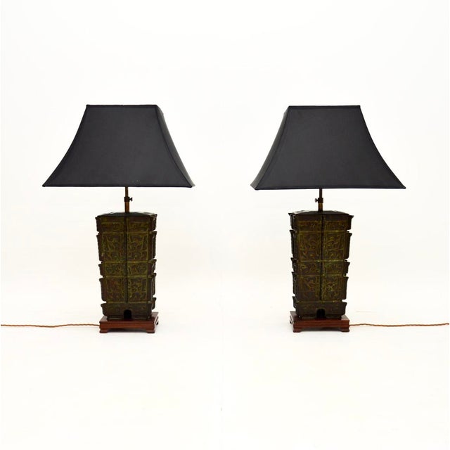 Large Bronze Table Lamps, 1930, Set of 2 For Sale - Image 10 of 10