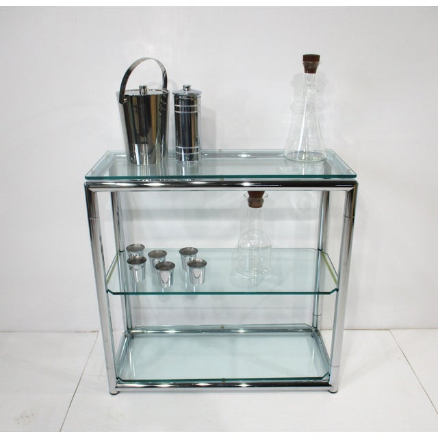 Mid 20th Century Italian Pace Styled Chrome and Plateglass Dry Bar For Sale - Image 10 of 10