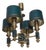 Empire Dark Green Leather and Brass Four-Arm Chandelier, France, 1960s For Sale