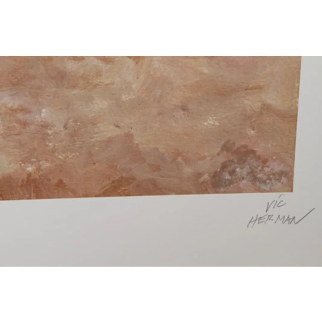 Vintage lithograph print, signed. Artist: Vic Herman, American (1919 - 1999) Title: The Store Keeper from Guadalajara...