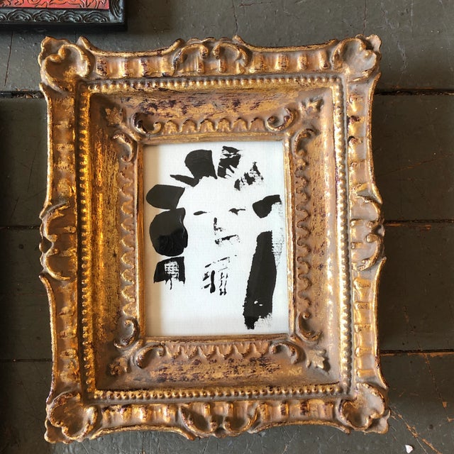 Contemporary Collection of 3 Abstract Portrait Paintings Ornate Small Tabletop Frames For Sale - Image 4 of 6