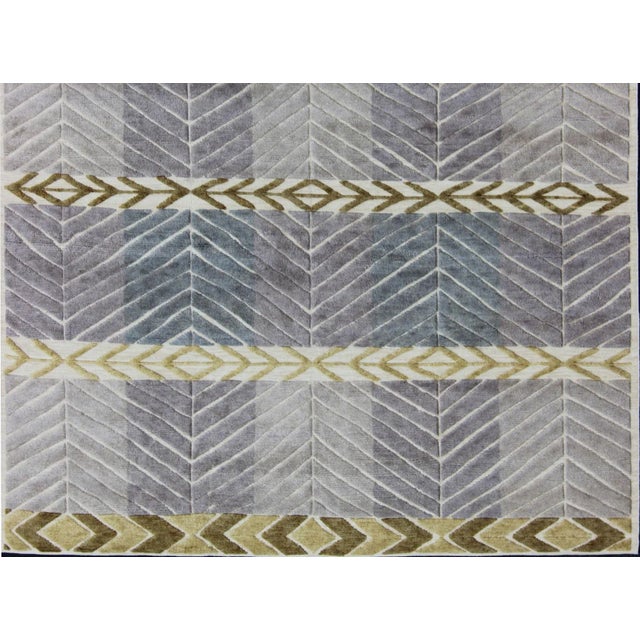 Mid-Century Modern Modern Scandinavian Piled Geometric Design Rug by Keivan Woven Arts 9'2 X 11'10 For Sale - Image 3 of 13