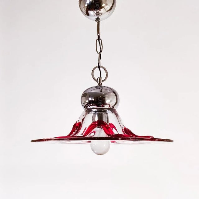 Seguso Vetri d'Arte Italian Postmodern Murano Glass Pendant Lamp from Seguso Vetri d'Arte, 1980s For Sale - Image 4 of 13
