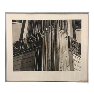 1989 Jeffrey E. Babine Brackin Theatre Marquee Original Ink Wash Drawing Signed Framed For Sale