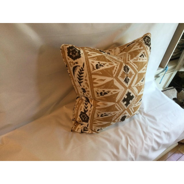China Seas Biron Batik Camel Brown on Linen Geometric Patterned Pillow Cover For Sale In New York - Image 6 of 7