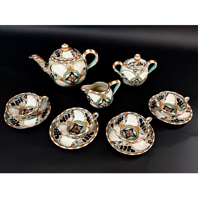 Italian Hand-Painted Ceramic Tea Service, 1930s, Set of 7 For Sale - Image 12 of 16
