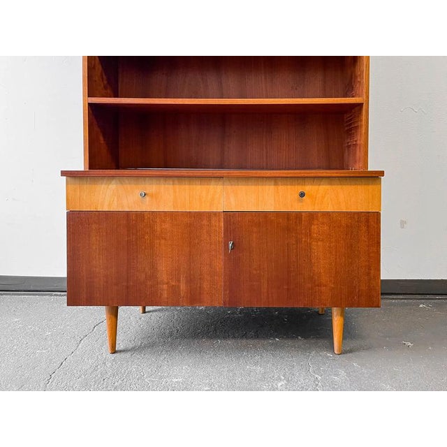 Cherry Bookcase with Display Case, 1960s For Sale - Image 10 of 18