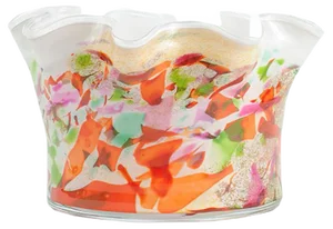 Postmodern Colored Glass and Milk Glass Bowl from Makora, 1990s