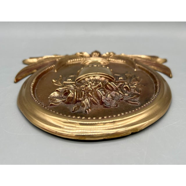 Bronze Neoclassical Polished Bronze Urn Wall Medallion/ Plaque For Sale - Image 8 of 9