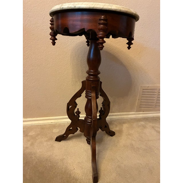 Victorian Antique Victorian Style Marble Top Accent Table For Sale - Image 3 of 7
