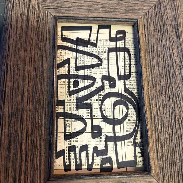 Contemporary original abstract marker drawing by Wayne Cunningham on vintage paper. Measures 3.5x6 or 7x9.5 framed. Check...