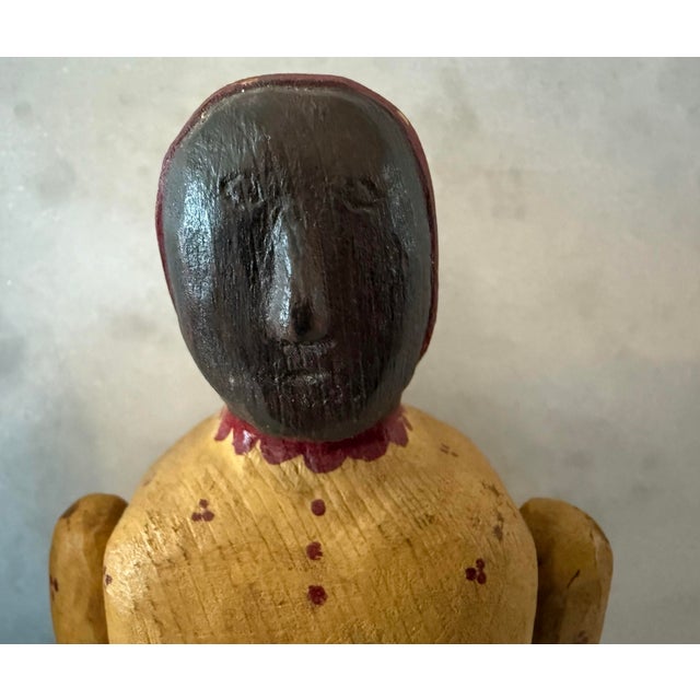 Yellow Vintage Hand Carved Wood Folk Art Figures For Sale - Image 8 of 10