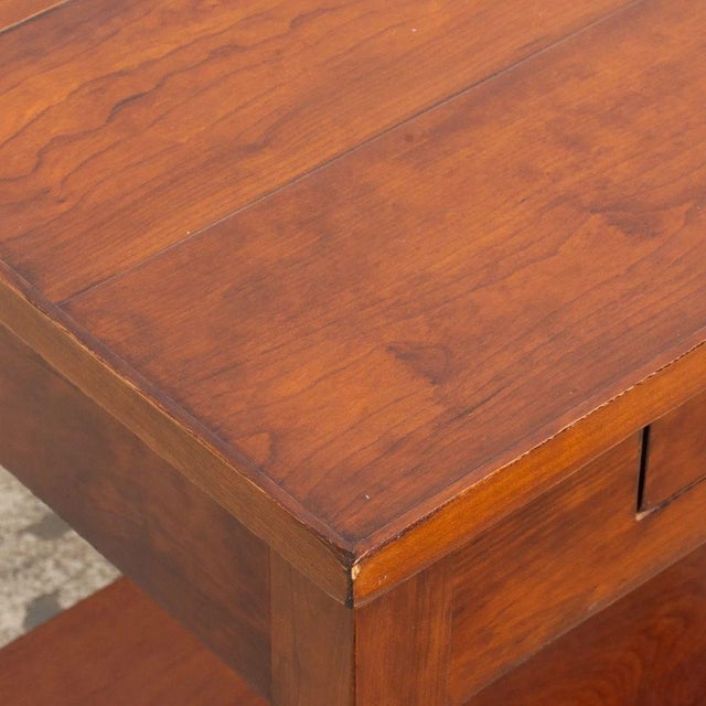 Neoclassical Mahogany Two Tier Side Table With Drawer on Casters, Signed David Iatesta For Sale - Image 3 of 4