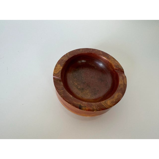 Mid-Century Modern Vintage Carved Natural Red Marble / Onyx Ashtray/Sold For Sale - Image 3 of 9