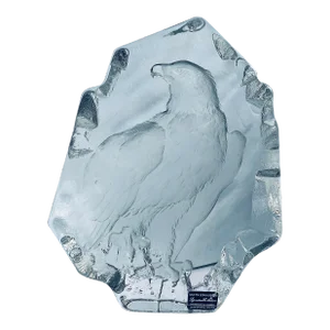 Large Crystal Sculpture of a Bald Eagle Created for Maleras Crystal & Signed by Swedish Artist Mats Jonasson