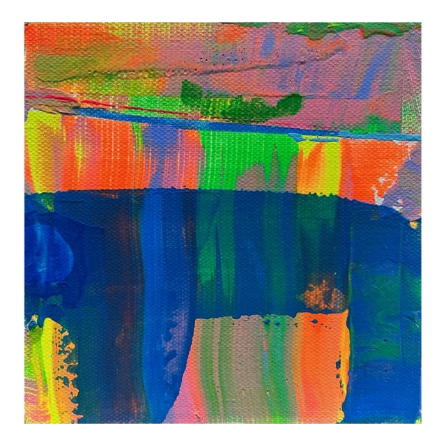 "Blue Beast" Little Abstract Painting on Stretched Canvas For Sale