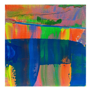 "Blue Beast" Little Abstract Painting on Stretched Canvas