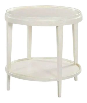 Rustic Distressed White Classic Round End Table