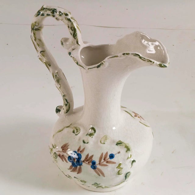 Antique Floral Hand-Decorated Ceramic Jug For Sale - Image 4 of 7