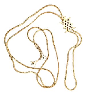 34.7 Grams Intricate Mignot Faget Solid Gold Bolo Tie Franco Chain Necklace