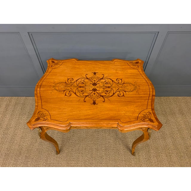 Yellow 19th Century Inlaid Satinwood Table, 1890 For Sale - Image 8 of 17