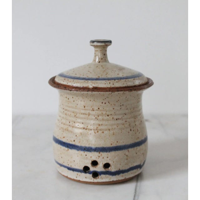 Vintage Studio Pottery Garlic Keeper Storage Container For Sale - Image 4 of 10