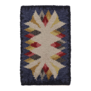 Vintage Swedish Rya Rug, Bold Scandinavian Geometric Medallions - Rug & Kilim