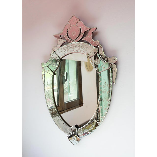 Large Venetian Mirror with Crest, 1940s-1950s For Sale - Image 9 of 13