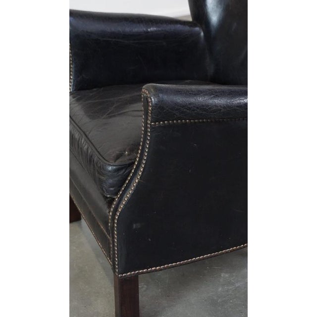 Black Armchair with Reversible Kilim Seat Cushion For Sale - Image 14 of 15