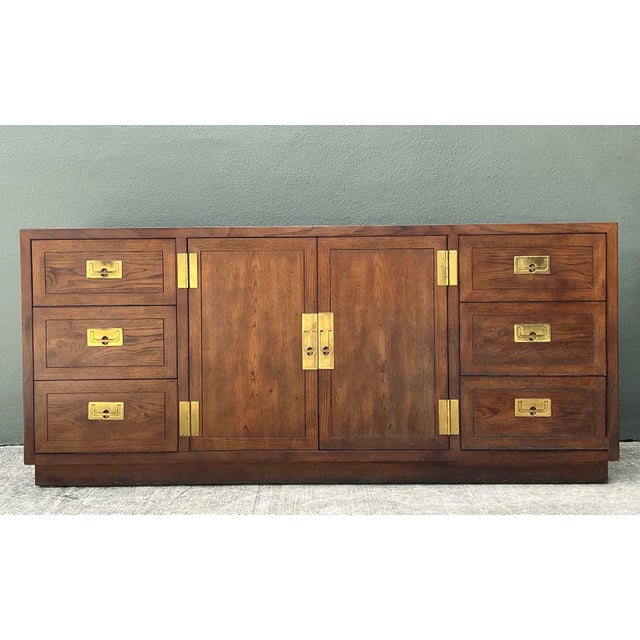 Brown Vintage Henredon Campaign Credenza For Sale - Image 8 of 12