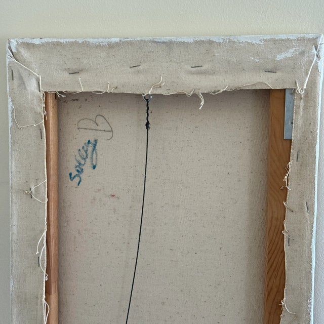 Large Original Vintage 1980s Oil on Canvas Pastel Colored Horizontal Painting #2 For Sale - Image 11 of 11