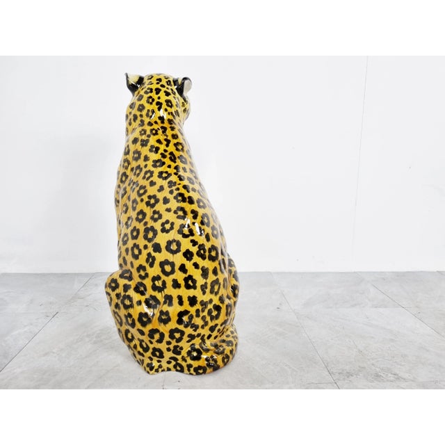 Italian Glazed Terracotta Leopard Figure, 1960s For Sale - Image 6 of 9