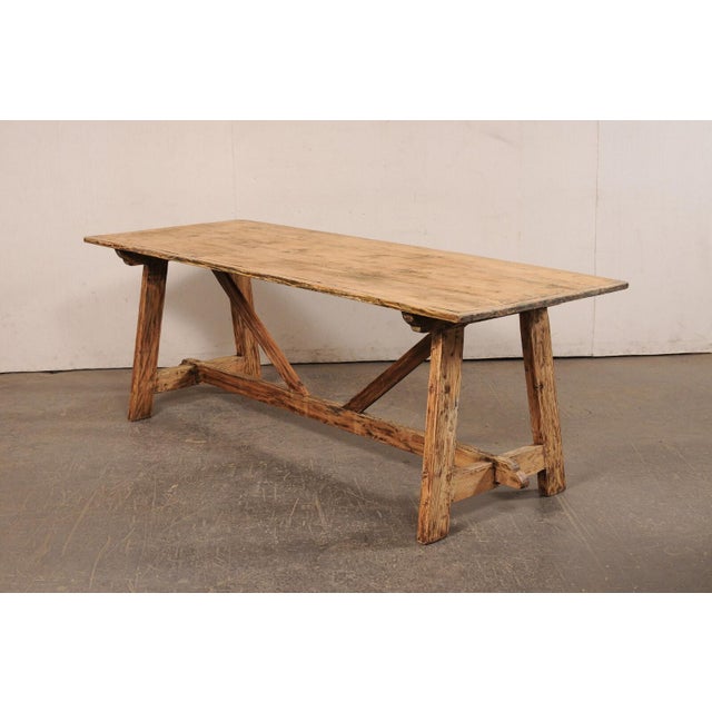 Italian Italian Antique Sawhorse Leg Table, 7+ Ft For Sale - Image 3 of 12