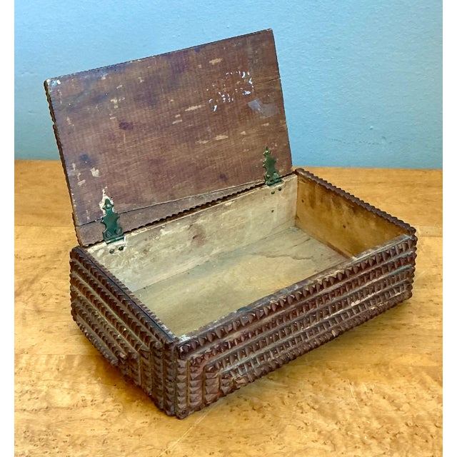 Vintage Tramp Art Wood Box For Sale - Image 10 of 12