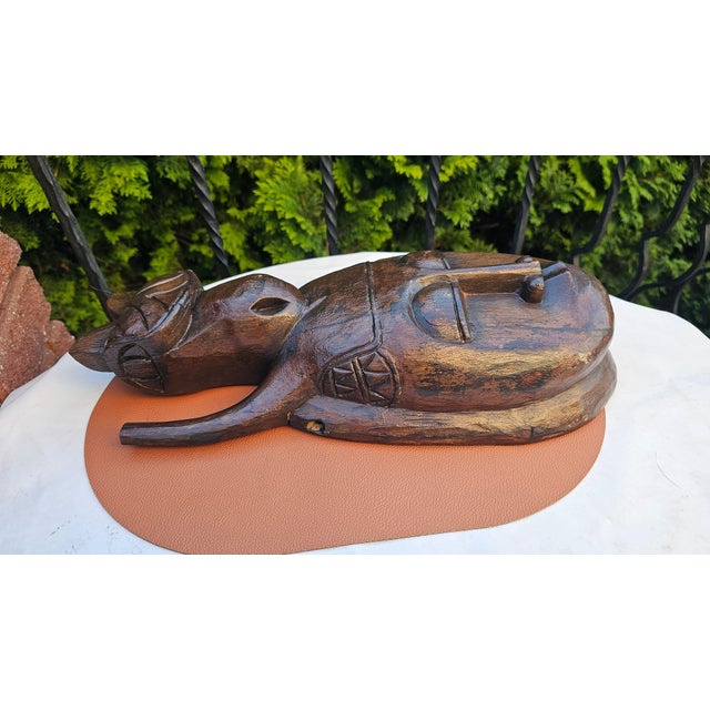 Vintage Wooden African Mask, 1950s For Sale - Image 6 of 8