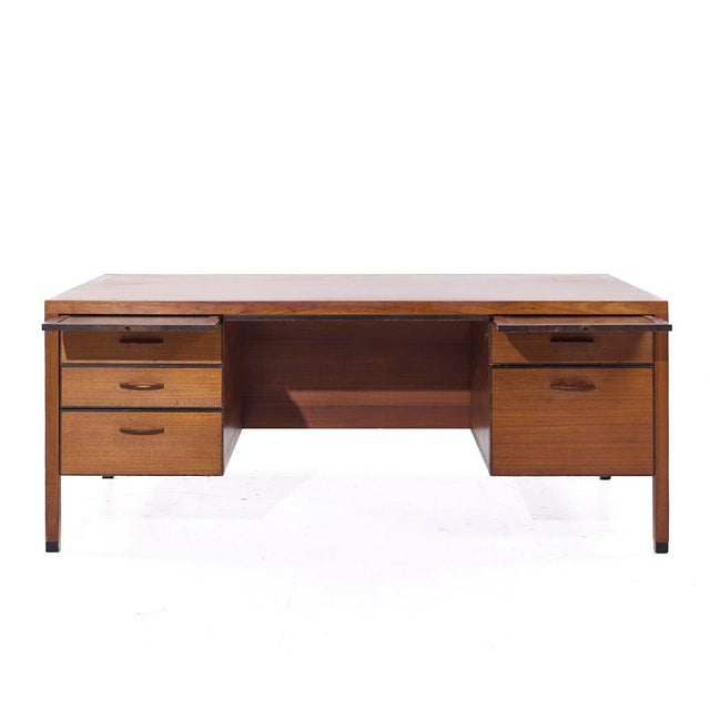 Wood Kipp Stewart for Directional by Calvin Mid Century Walnut Executive Desk For Sale - Image 7 of 12