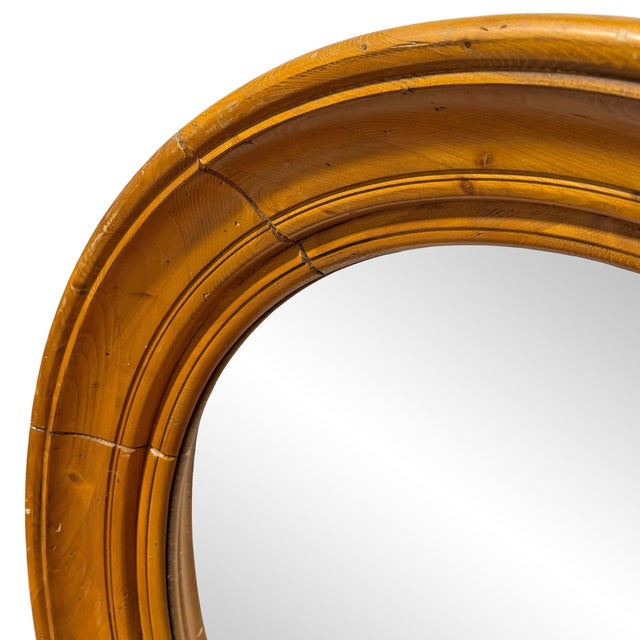 Brown Rather Large Round Framed Mirror For Sale - Image 8 of 12