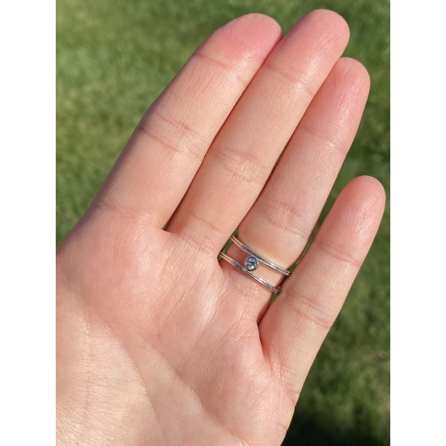 Contemporary The Russeldale: Ladies Vintage Platinum Ring set with Topaz and Diamonds For Sale - Image 3 of 11