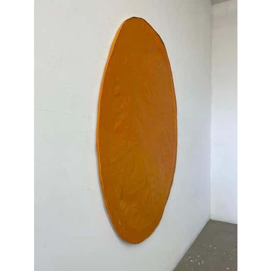 Modern Orange Oval Painting, Modern Oil and Wax on Linen, 2023, Signed Steve Riedell For Sale - Image 3 of 6