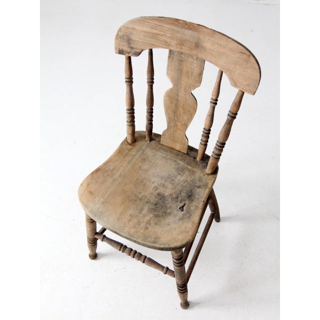 Antique Splat Back Rustic Windsor Chair For Sale - Image 6 of 11