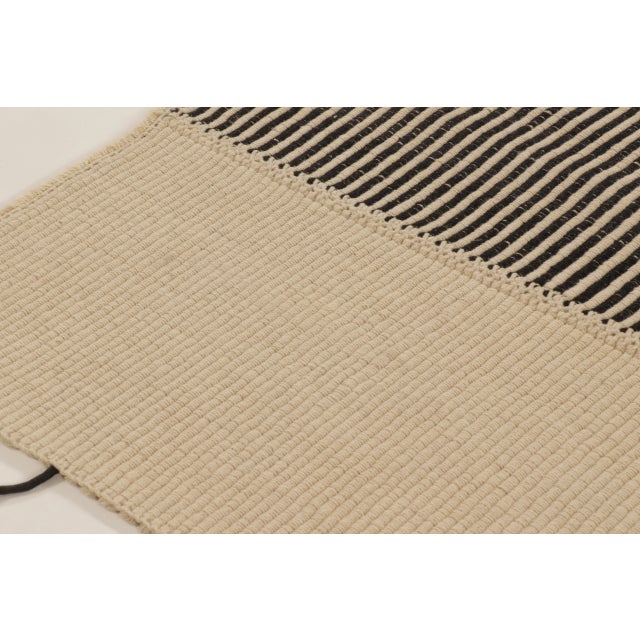 Traditional Rug & Kilim’s Contemporary Kilim in Beige With Striped Central Column in Black For Sale - Image 3 of 10